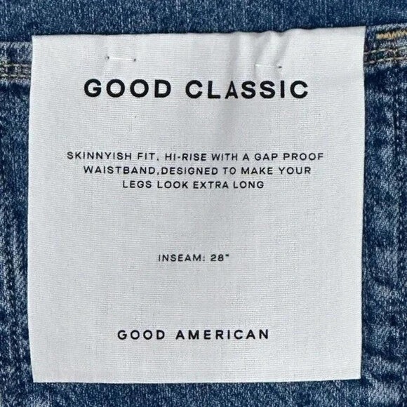Good American Good Classic Skinnyish Fit High Rise Jeans Blue Size 6/28 NEW - Picture 4 of 7